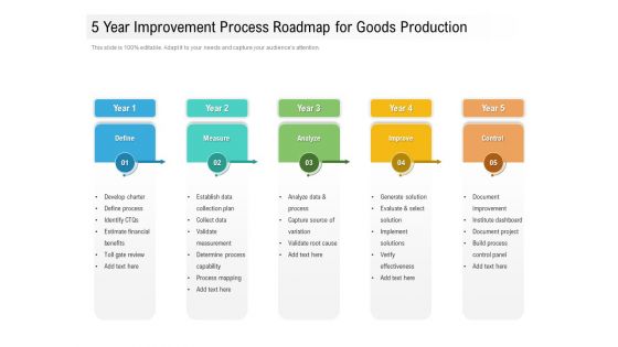 5 Year Improvement Process Roadmap For Goods Production Diagrams