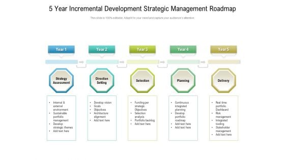 5 Year Incremental Development Strategic Management Roadmap Infographics