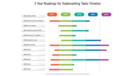 5 Year Roadmap For Trademarking Tasks Timeline Infographics