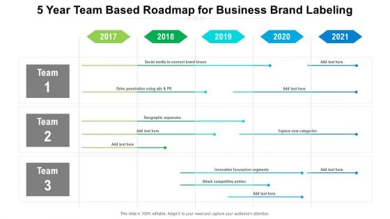 5 Year Team Based Roadmap For Business Brand Labeling Microsoft