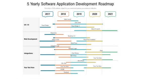 5 Yearly Software Application Development Roadmap Portrait