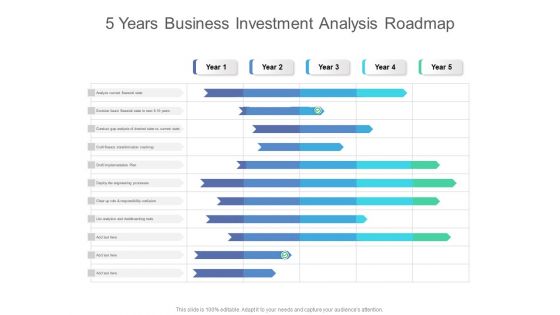 5 Years Business Investment Analysis Roadmap Summary