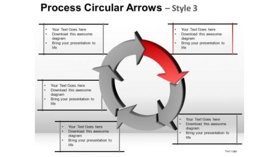 5 Arrows Circle Process Flow Diagram PowerPoint Slides