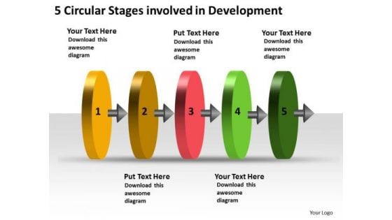 5 Circular Stages Involved Development Flow Chart Making PowerPoint Templates