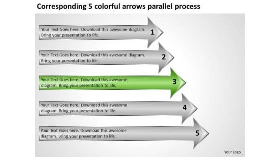 5 Colorful Arrows Parallel Process Clothing Store Business Plan PowerPoint Slides