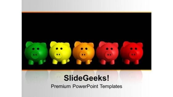 5 Colorful Piggy Bank Saving PowerPoint Templates Ppt Backgrounds For Slides 0213