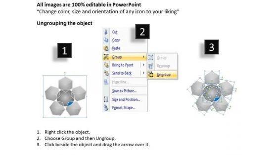 5 Hexagon Shaped In Circle Venn Diagram Ppt Business Plan PowerPoint Slide
