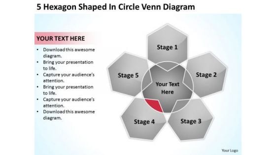 5 Hexagon Shaped In Circle Venn Diagram Ppt How To Do Business Plan PowerPoint Templates