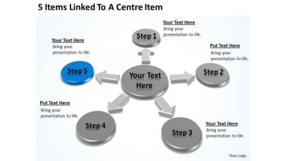 5 Items Linked To A Centre Examples Of Business Plan Outline PowerPoint Templates