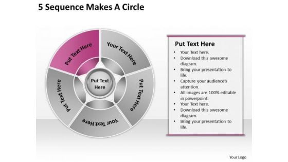 5 Sequence Makes Circle Business Plan PowerPoint Slides