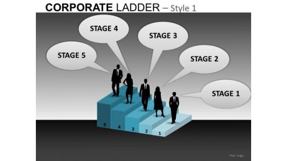 5 Stage Job Search Corporate Steps PowerPoint Slides