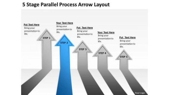 5 Stage Parallel Process Arrow Layout Business Plans Template PowerPoint Slides