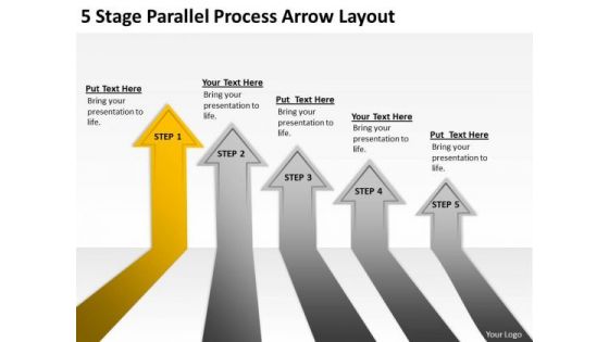 5 Stage Parallel Process Arrow Layout Consulting Business Plan Template PowerPoint Templates