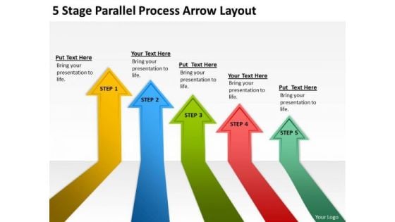 5 Stage Parallel Process Arrow Layout Making Business Plan Template PowerPoint Templates