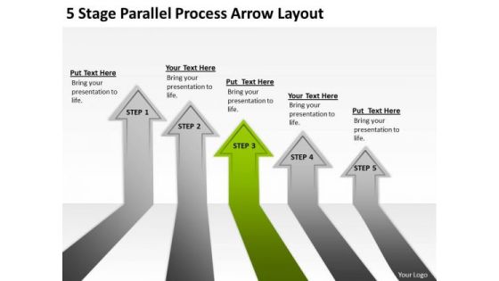 5 Stage Parallel Process Arrow Layout Writing Business Plan Examples PowerPoint Slides