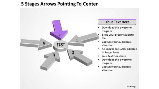 5 Stages Arrows Pointing To Center Quick Business Plan PowerPoint Templates