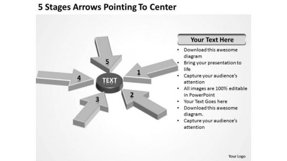 5 Stages Arrows Pointing To Center Retail Business Plan PowerPoint Slides