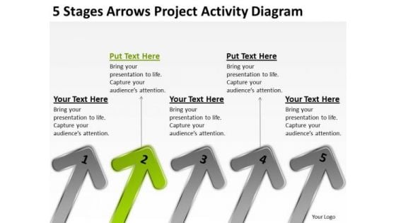 5 Stages Arrows Project Activity Diagram Business Plan PowerPoint Templates