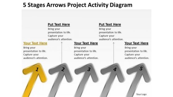 5 Stages Arrows Project Activity Diagram Examples Business Plan Outline PowerPoint Templates