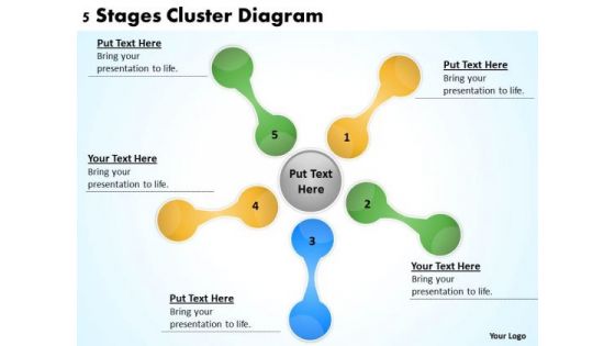 5 Stages Cluster Diagram Business Plans For Sale PowerPoint Templates