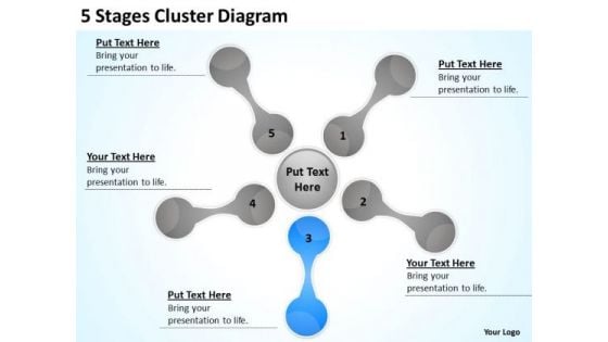 5 Stages Cluster Diagram Detailed Business Plan PowerPoint Slides