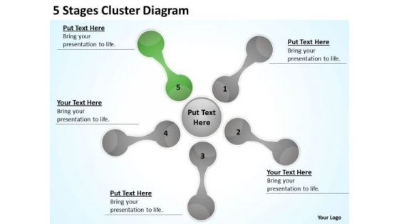 5 Stages Cluster Diagram Ppt Writing Simple Business Plan PowerPoint Slides