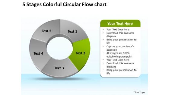 5 Stages Colorful Circular Flow Chart How To Create Business Plan PowerPoint Templates