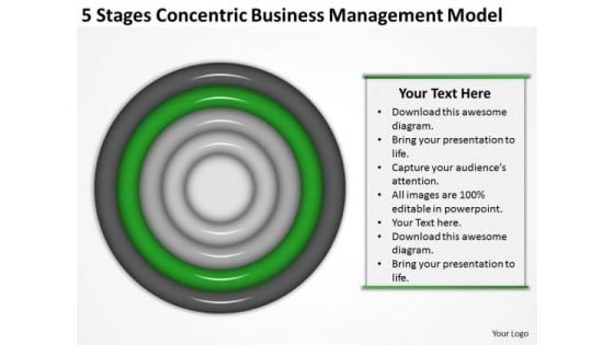 5 Stages Concentric Business Managment Model Plan PowerPoint Slides