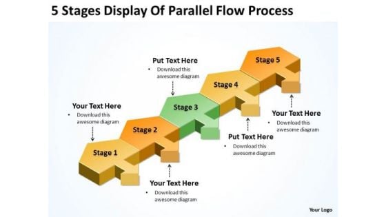 5 Stages Display Of Parallel Flow Process Startup Business Plan Template PowerPoint Templates