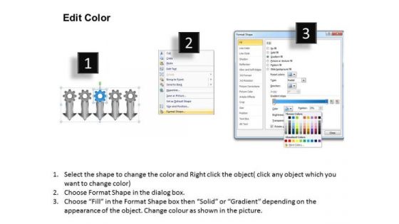 5 Stages Gears Parallel Flow Chart Market Plan Example PowerPoint Templates