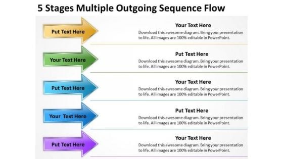5 Stages Multiple Outgoing Sequence Flow Business Plan Proposal PowerPoint Templates