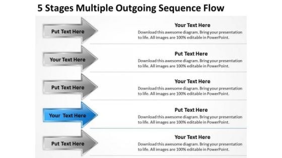 5 Stages Multiple Outgoing Sequence Flow Franchise Business Plan Sample PowerPoint Slides