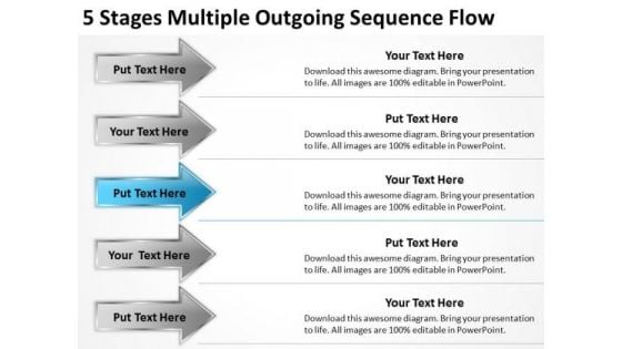 5 Stages Multiple Outgoing Sequence Flow One Page Business Plan PowerPoint Templates