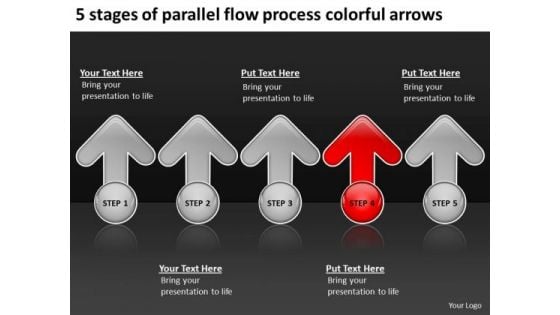 5 Stages Of Parallel Flow Process Colorful Arrows Ppt Business Plan Service PowerPoint Templates