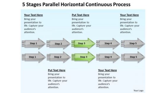 5 Stages Parallel Horizontal Continuous Process Help With Business Plan PowerPoint Slides