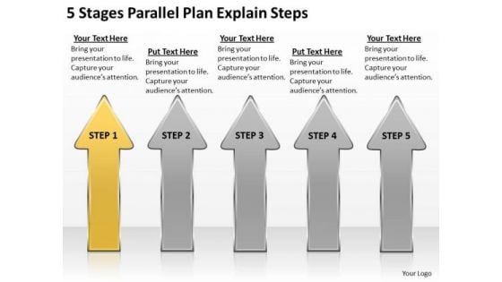 5 Stages Parallel Plan Explain Steps Business PowerPoint Templates