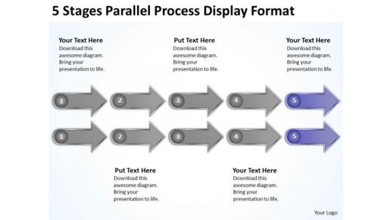 5 Stages Parallel Process Display Format Ppt Business Plan Companies PowerPoint Slides