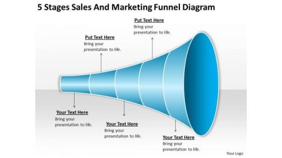 5 Stages Sales And Marketing Funnel Diagram Develop Business Plan PowerPoint Slides