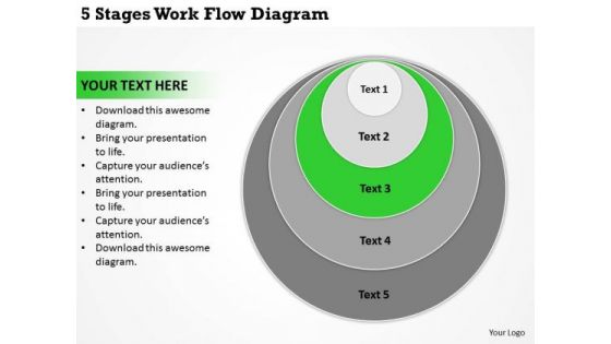 5 Stages Work Flow Diagram Business Plan Formats PowerPoint Slides