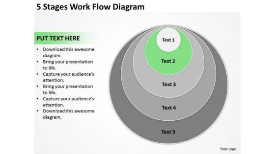 5 Stages Work Flow Diagram Market Plan Example PowerPoint Templates