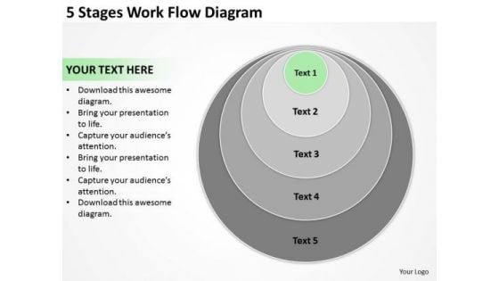 5 Stages Work Flow Diagram Professional Business Plan PowerPoint Templates