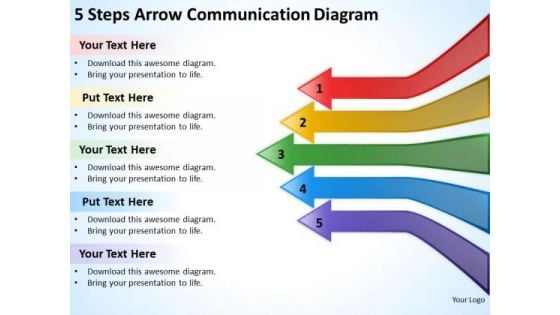 5 Steps Arrow Communication Diagram Buy Business Plans PowerPoint Slides