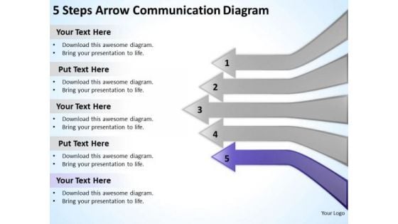 5 Steps Arrow Communication Diagram Ppt Non Profit Business Plan PowerPoint Templates