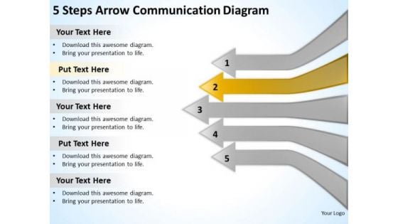 5 Steps Arrow Communication Diagram Real Estate Business Plan Examples PowerPoint Slides