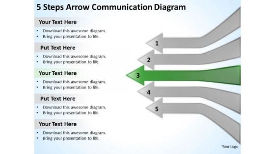 5 Steps Arrow Communication Diagram Startup Business Plan PowerPoint Templates