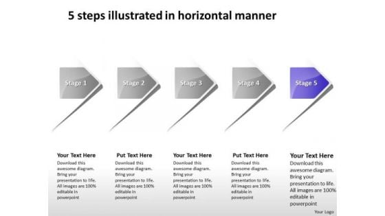 5 Steps Illustrated In Horizontal Manner Ppt Flow Chart Business PowerPoint Templates