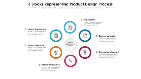 6 Blocks Representing Product Design Process Ppt PowerPoint Presentation Gallery Slides PDF