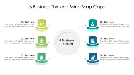 6 Business Thinking Mind Map Caps Ppt PowerPoint Presentation File Example Introduction PDF