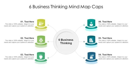 6 Business Thinking Mind Map Caps Ppt PowerPoint Presentation File Example Introduction PDF