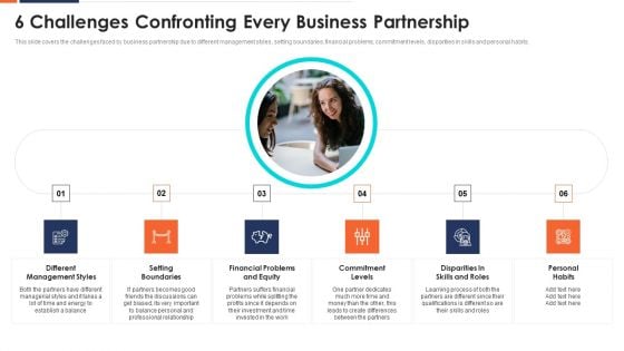 6 Challenges Confronting Every Business Partnership Ppt Layouts Information PDF